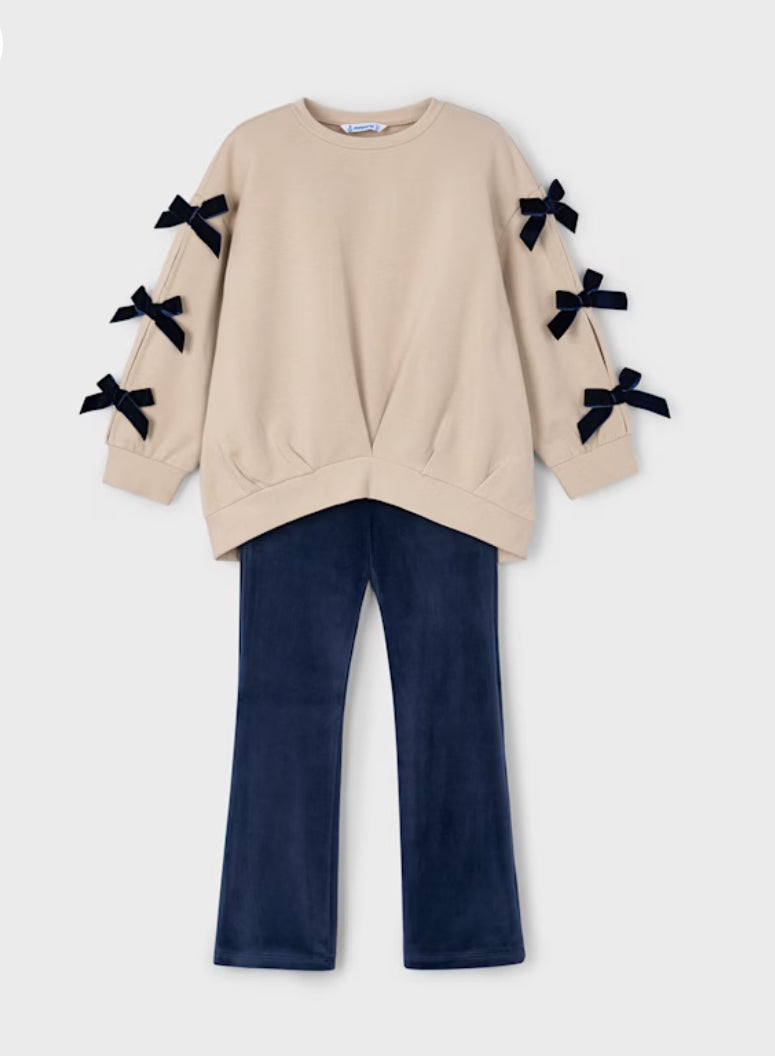 Mayoral navy bow leggings set
