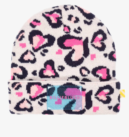 Billie blush pink leopard heart hat