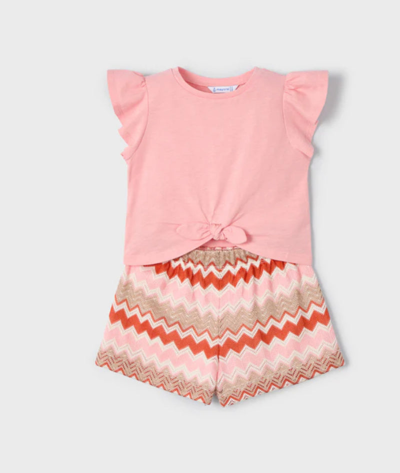 Mayoral tie top zig zag shorts set