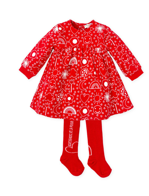 Agatha red stars dress and tights