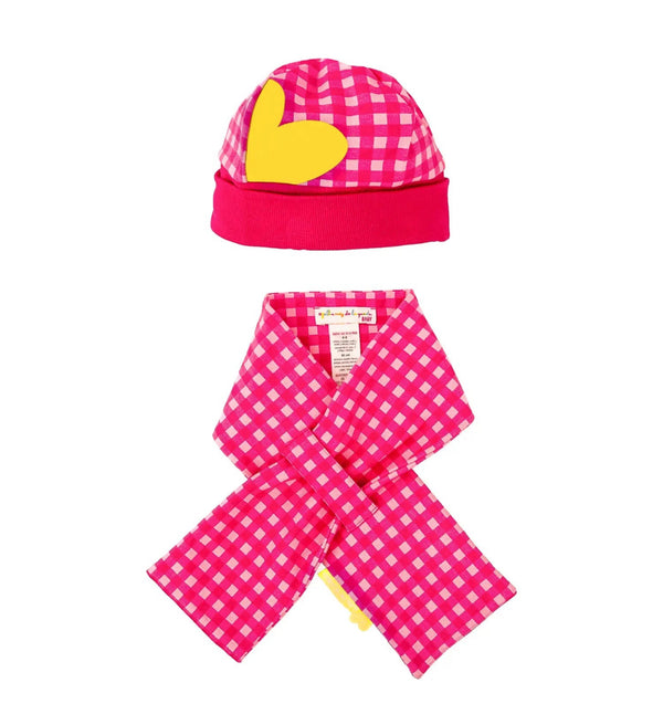 Agatha check heart hat & scarf set