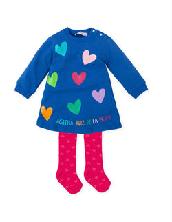 Agatha blue hearts dress & tights