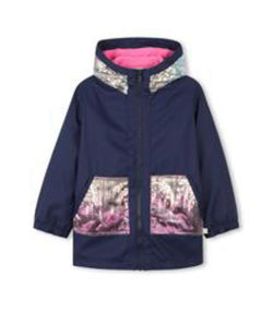Billie blush navy fleece lined raincoat