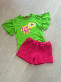 Agatha green and pink shorts set