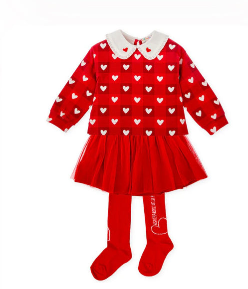 Agatha red heart skirt set