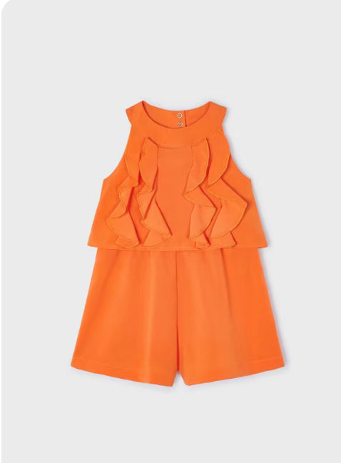 Mayoral orange ruffle playsuit