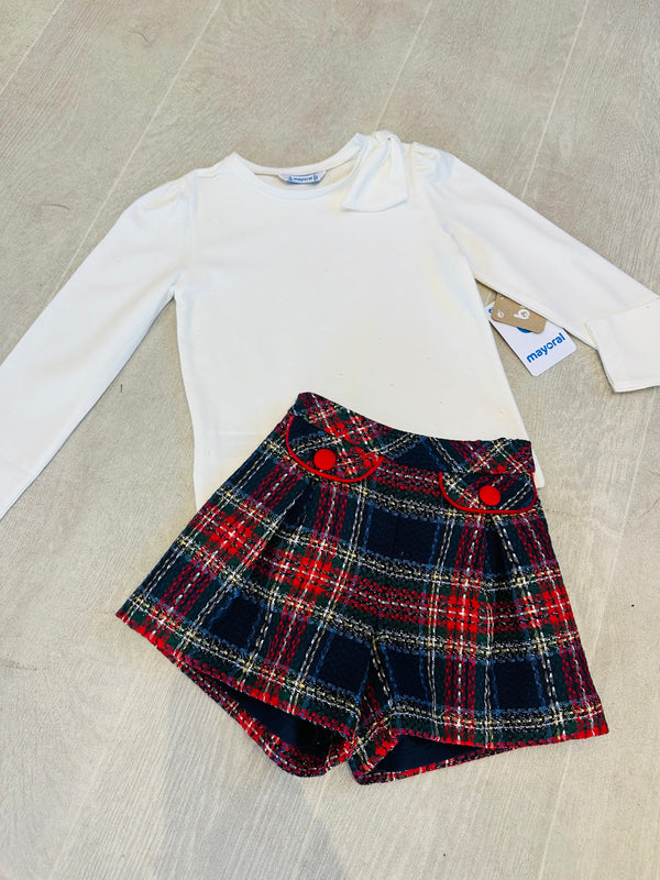 Mayoral tartan shorts set