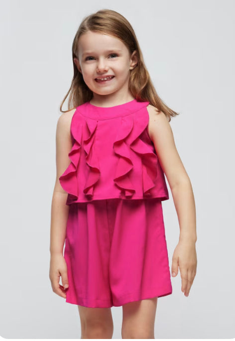 Mayoral pink ruffle playsuit