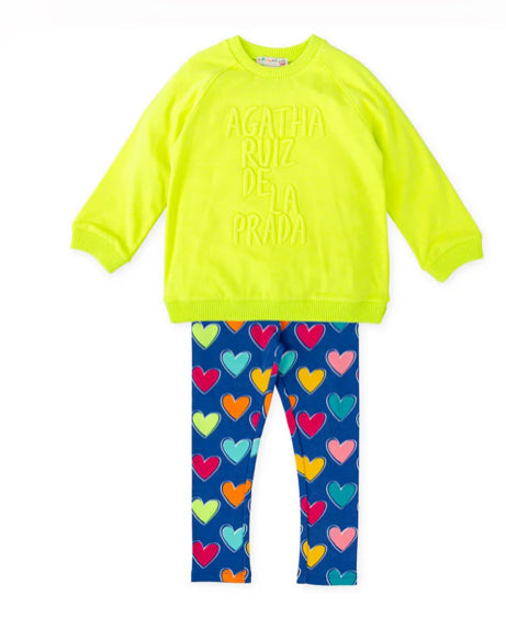 Agatha neon heart leggings set