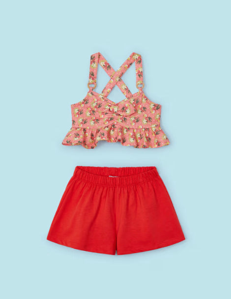 Mayoral red crop shorts set