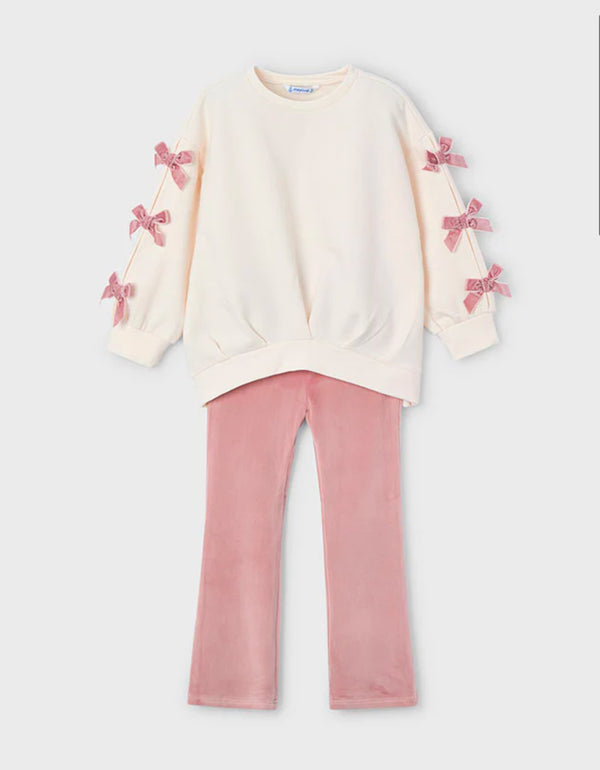 Mayoral pink velour bow set 4725