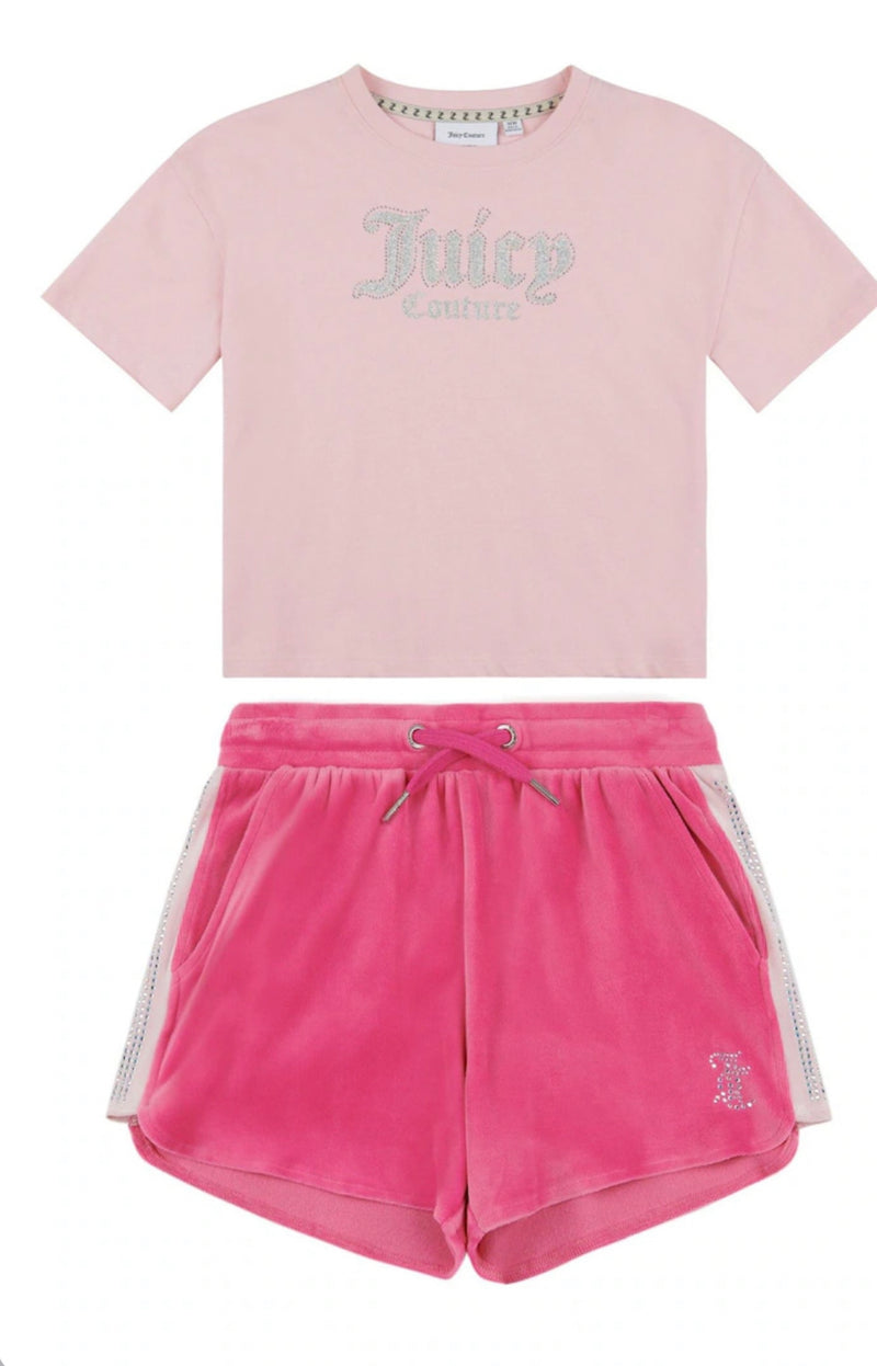 Juicy couture hot pink runner shorts set