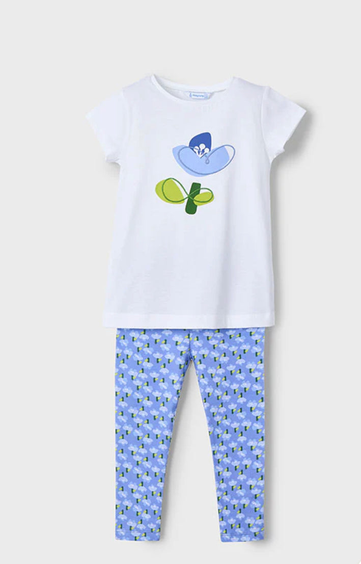 Mayoral blue flower leggings set