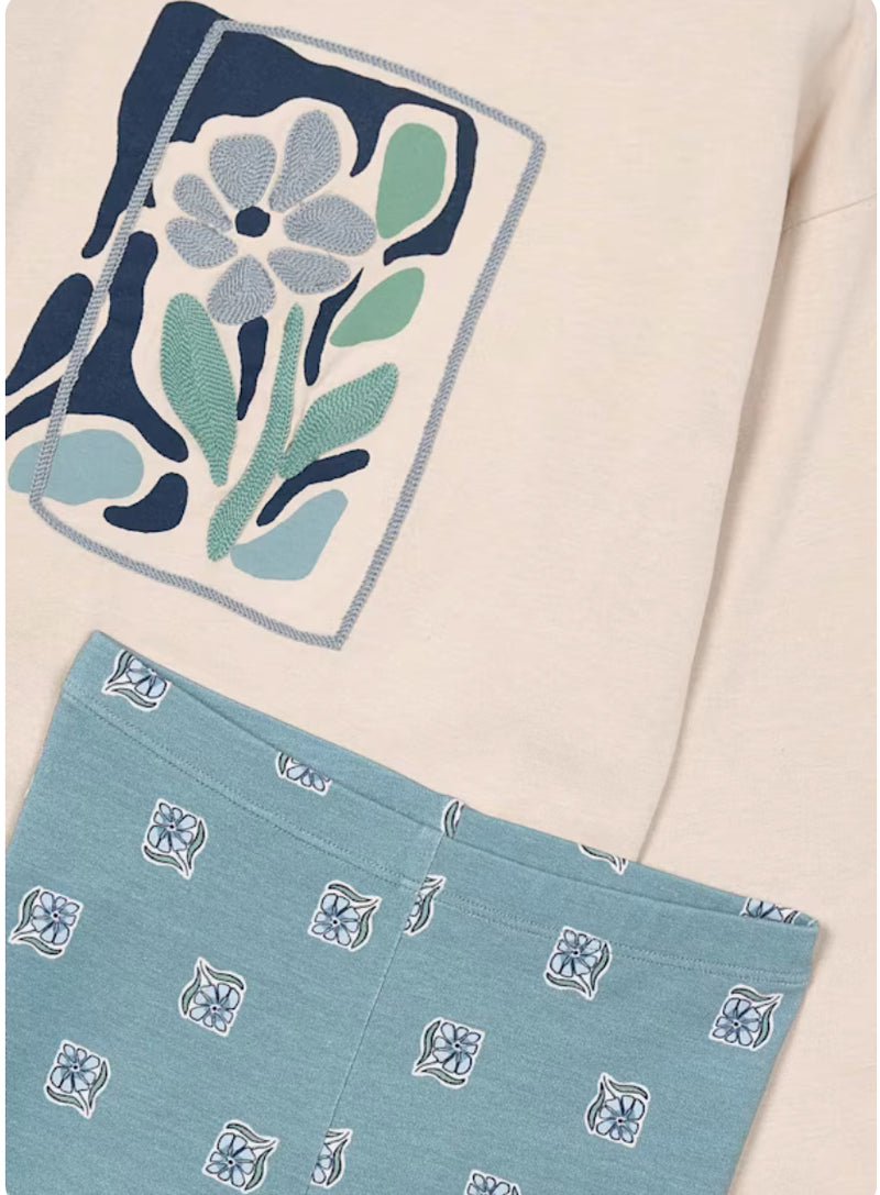 Mayoral sage flower leggings set