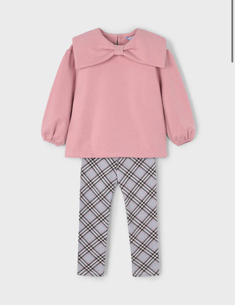 Mayoral pink bow sweater and leggings set