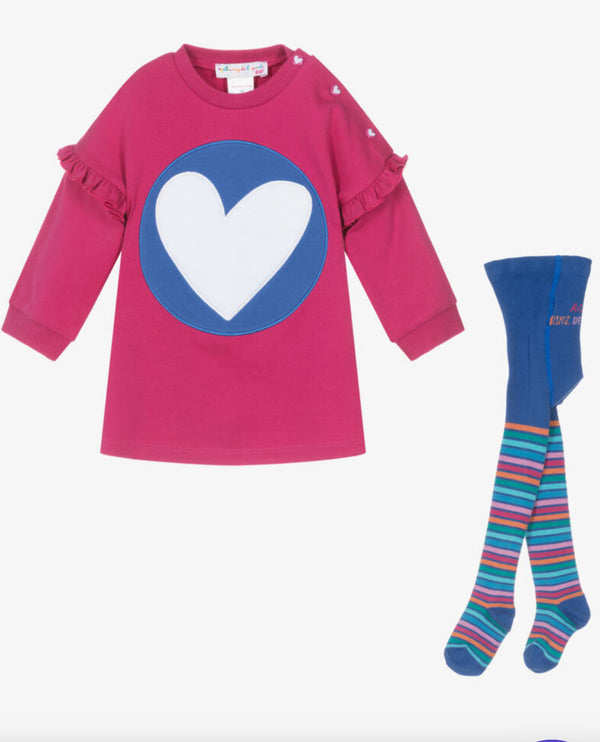 Agatha heart & stripe dress & tights