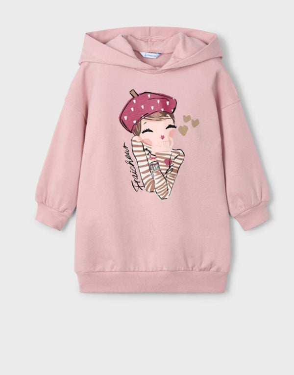Girls mayoral pink hooded dress 4928