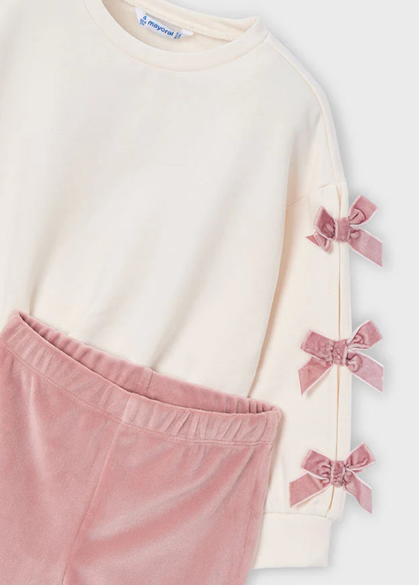 Mayoral pink velour bow set 4725