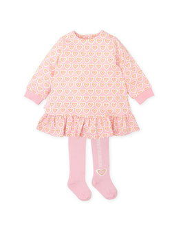 Agatha pale pink all over heart dress & tights