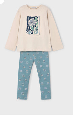Mayoral sage flower leggings set