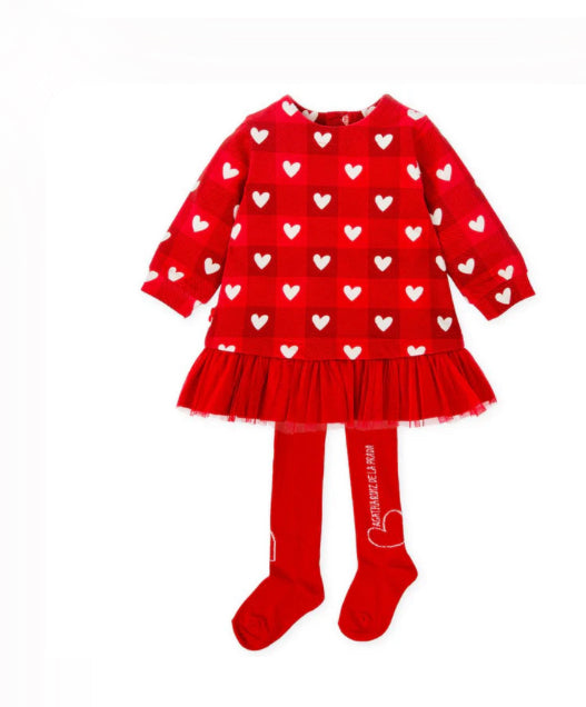 Agatha red heart dress & tights
