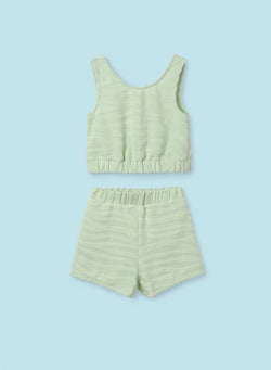 Mayoral green towelling older girls shorts set