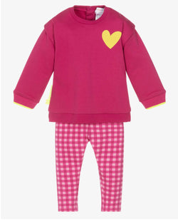 Agatha pink heart check leggings set