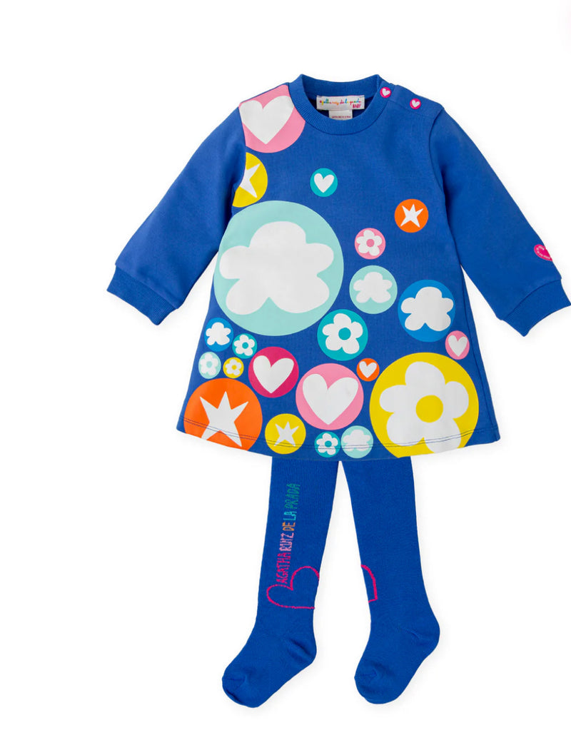 Agatha blue circles dress & tights