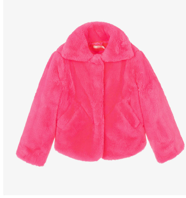 Billieblush pink diamond faux fur coat