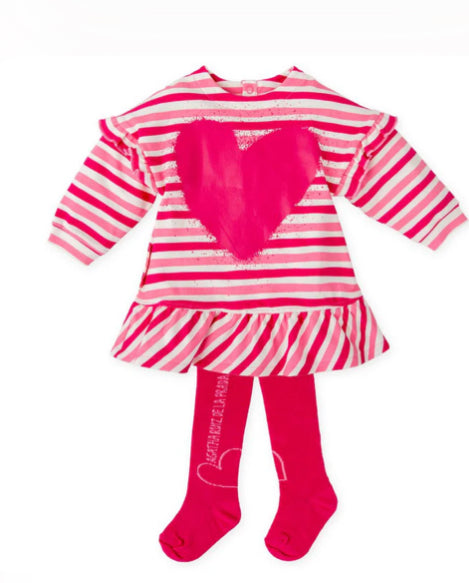 Agatha heart stripe dress & tights