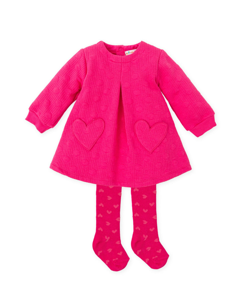 Agatha pink heart pocket dress and tights.