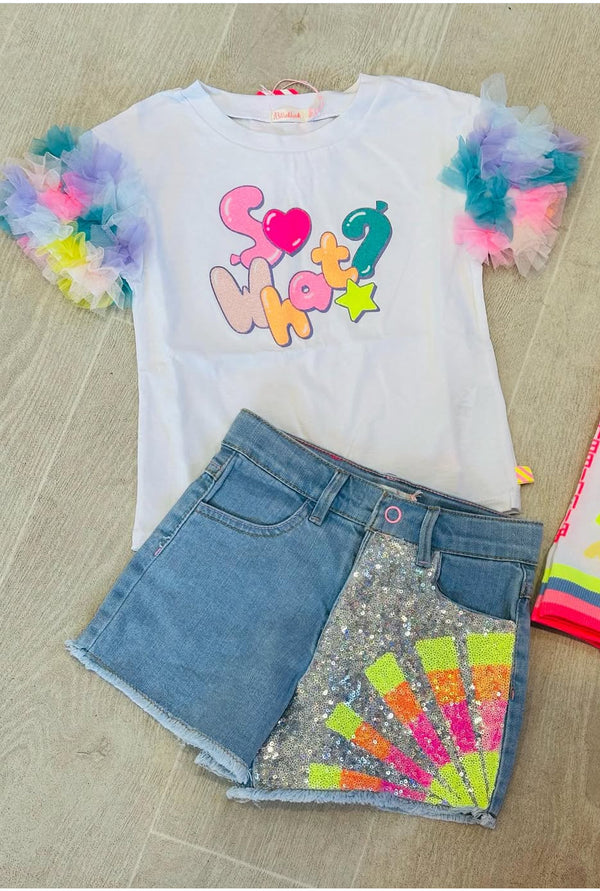 Billie blush denim shorts set
