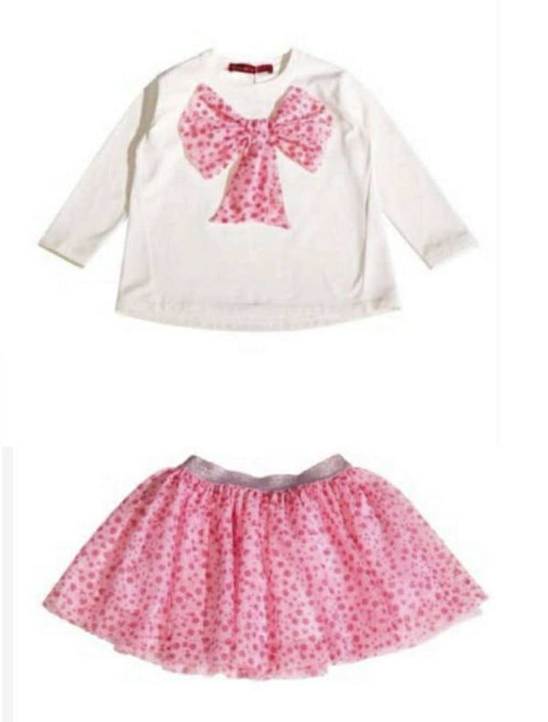Agatha pink bow skirt set