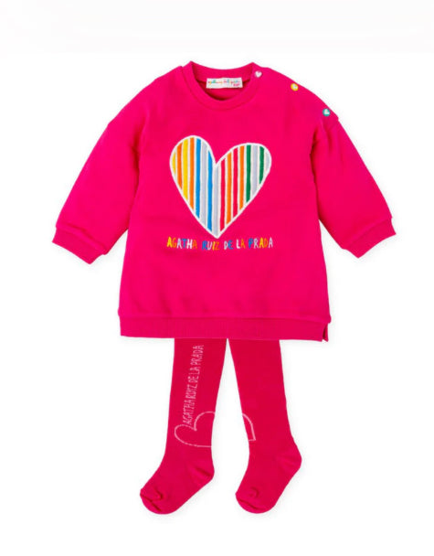 Agatha pink heart dress & tights