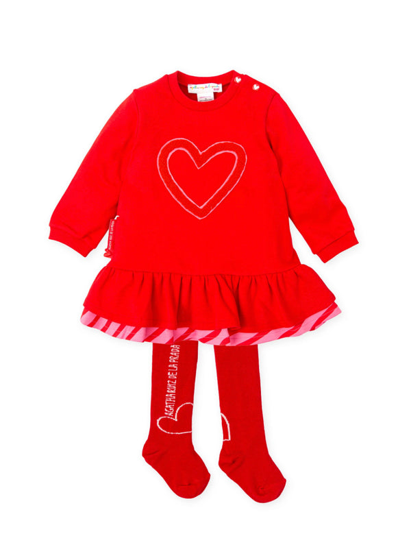 Agatha red heart dress & tights