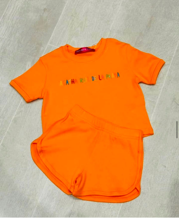 Agatha Ruiz orange ribbed shorts set