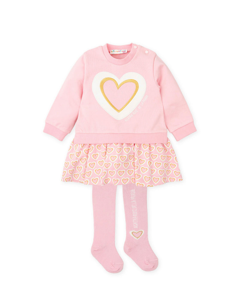 Agatha pale pink heart dress & tights