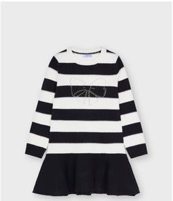 Mayoral black stripe bow dress